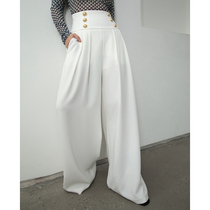 Z boss high waist double-breasted European and American wide leg trousers acetic acid crisp more discount commuter dress pants women