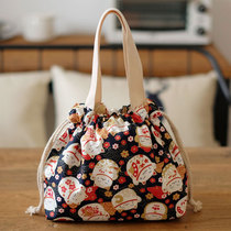 Japanese handbag cute thick drawstring waterproof lunch box bag does not fade girl with rice bag