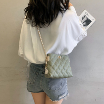  High-end leather bag 2021 new texture womens bag limited Western style fashion messenger lingge chain bag