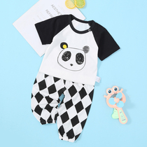 Childrens summer thin cotton short sleeve two-piece set Boys and Girls summer clothes one year old two years old 2 baby 3