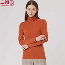  Three guns warm bottoming shirt womens autumn coat top autumn smooth cotton two lapels long-sleeved blouse 22628