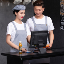 Western restaurant fast food coffee shop milk tea nail cake waiter overalls autumn winter canvas H with strap apron