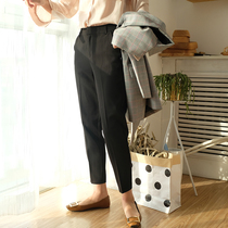 Spring and autumn breathable simple OL nine points casual trousers small straight suit pipe pants childrens work professional thin pants