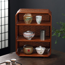 Zheming speechless bamboo weaving tea shed Taiwan craft tea box tea cabinet tea cabinet tea storage rack Bogume frame medium fine weaving