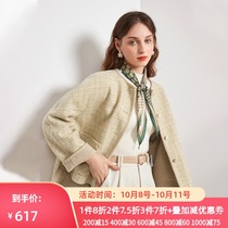 Three-color 2020 winter womens vintage check double-sided jacket short wool coat D046085D00