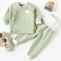 Newborn baby clothes spring and autumn and winter suits split padded thermal underwear winter mens and womens baby cotton pajamas