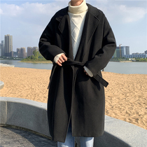 Winter Tide Brand Thickened Medium and Long Woolen Coat Men's Loose Joker Korean Fashion Hong Kong Style Handsome Woolen Coat
