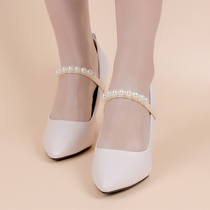 High heel shoe not heel elastic bunch shoestring female with elastic and elastic elastic wrap around the neck pearl elastic shoe buckle wide
