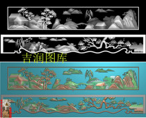 Landscape landscape Attic lower tooth hoard bookcase carved figure jdp relief figure Gray scale figure Wood carving figure Computer engraving