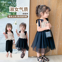 Childrens wear girl mesh dress 2020 new foreign style summer childrens princess dress baby Net red skirt thin