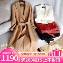 Double-sided cashmere coat womens long 2020 new high-end mother loose Hepburn wind line wool coat winter