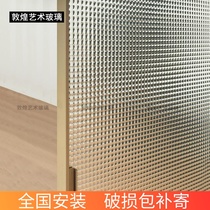 Crystal stereo embossing glass partition custom living room screen door and window cabinet door toilet translucent tempered glass