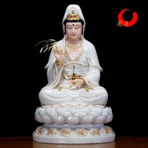 Guanyin Buddha statue Home worship Stone carving White marble living room Jade Guanshiyin Bodhisattva Buddha statue ornaments Home for Buddha