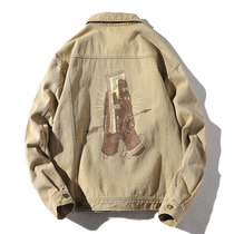 Autumn Superfire lovers Jeans Students Loose Jacket Male Korean version trendy ruffes Handsome Nets Red Overalls Jacket Tide Cards