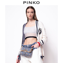 PINKO2022 spring and summer new womens cotton V-neck college style knitted cardigan jacket 1G1746Y85F