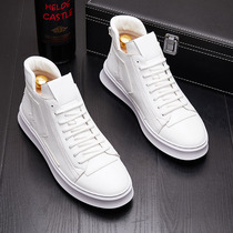 White shoes mens high-top board shoes trendy booties mens Korean version of the wild trend Martin shoes mid-help spring and autumn casual mens shoes