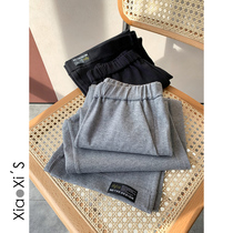 Xiao Xijia) 2021 elastic waist gray cloth wide leg pants women thin and versatile hanging loose casual pants