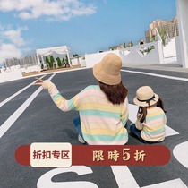 luson baby girl shop parent-child sweater Spring and Autumn New Style female fashion striped baby girl
