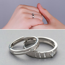S925 silver couple diamond ring simple talk love hollow men and women ring ring ring