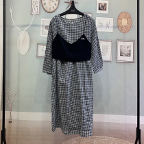 Spell out the perfect pregnant womens lactation spring new dress fashion hot mother long plaid feeding dress