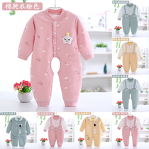 Baby jumpsuit spring and autumn baby ha clothes newborn clothes cotton long sleeve pajamas padded