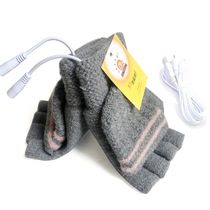 USB electric gloves charging heating students homework heating games winter warm double-sided heating Dew half finger