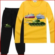 5 boys clothes pattern tank t-shirt wheel small boat cotton warship swim long pants spring autumn clothes suit long sleeve children steamship