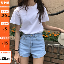 The smallest Haihan version white short sleeve T-shirt female 2021 summer New ins tide solid color base shirt half sleeve top