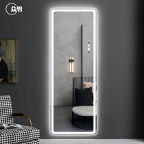 Think led with lamp full-length mirror wall hanging home dressing mirror round corner clothing store smart fitting mirror decorative mirror