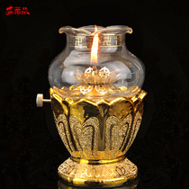 Ghee lamp holder liquid ghee long Ming lamp Buddha lamp praying peace belt golden sand wind butter lamp Lotus candle holder