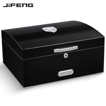 JIFEN cigar box moisturizer solid wood paint insect-proof alcohol hygrometer professional carbon fiber black cigar box