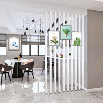  New Chinese style Nordic solid wood partition screen vertical strip punch-free entry living room grille decoration simple bedroom entrance