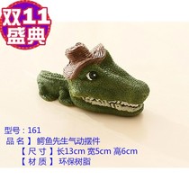 Crocodile Monsieur Frog Fish Tank Build-Up Decoration Pneumatic Pendulum connection oxygenation pump Mouth Puff Bubble Gas Stoneware