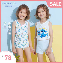 Adoring children 1-year-old boy boy baby cotton Spandex cartoon print angel thin summer cool vest