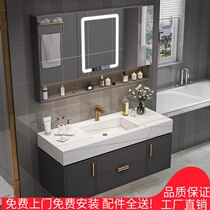  Rock board integrated basin bathroom cabinet combination Nordic light luxury intelligent sink washbasin basin cabinet Bathroom sink