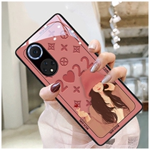 Loving girl applies to Huawei p50 mobile phone shell high-end p50pro mesh red color painted glass anti-fall protective sleeve