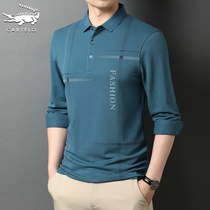 Crocodile men long sleeve T-shirt 2021 Spring and Autumn New lapel bottoming polo shirt middle-aged dad clothes shirt