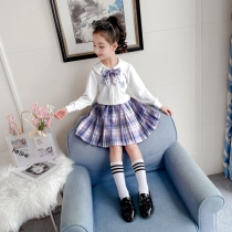 Childrens jk uniform skirt genuine girls spring and autumn 2021 New Long Sleeve Pleated skirt full set class uniforms primary school students