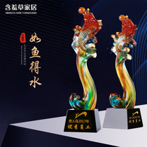 Glass trophy custom-made creative lettering Crystal annual meeting activities award commemorative award production