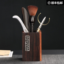 Ebony tea ceremony six gentlemen set solid wood tea clip tea spoon tea knife pot pen kung fu tea set tea ceremony accessories