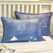 Winter plus velvet coral velvet pillowcase A pair of single flannel padded plush plush 48*74 Fallais pillowcase