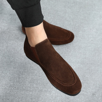 Boiling Van Anti-fur Mens Shoes High-top Shoes Frosted Leather 2021 Autumn Breathable Casual Single Shoes Mens Flat Shoes