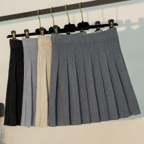 Knitted skirt skirt womens autumn and winter New elastic waist A- line dress umbrella skirt hair skirt pleated base wool skirt