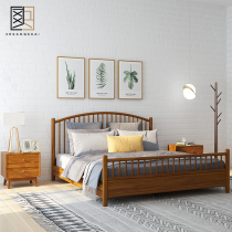 Refreshing solid wood double bed 1 8 m bedroom Nordic furniture 1 5 master bed modern minimalist wedding bed European bed