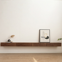Hanging Wall TV Cabinet Wall-mounted Black Walnut Wood Cherry Wood Living Room Ultra-thin minimalist hanging suspended full solid wood hanging cabinet