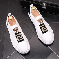 Boomers Inn Wind Small white shoes Mens 2022 new autumn and winter 100 hitch genuine leather leather shoes casual breathable soft-bottom sloth shoes