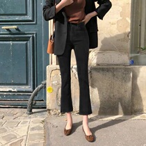 Black Jeans Woman 2022 Spring new high waist small Han version Slim 80% 90% Micro Horn Pants