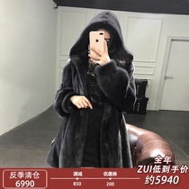  New mink mid-length mink coat female whole mink Haining fur coat imported velvet fur clearance