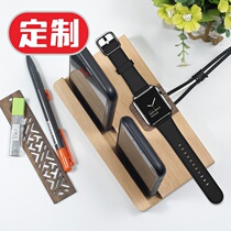 Wood suitable for iPhone iWatch P40 Custom phone watch Three-in-one charging base bracket