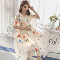 Breastfeeding Chiffon Dress Summer Feeding Clothes Korean version of maternity womens dress postpartum printing fairy air Medium-length dress